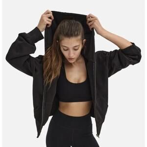 MATE the Label Organic Fleece Zip Up Hoodie Black Small Full Zip Pockets Sweater